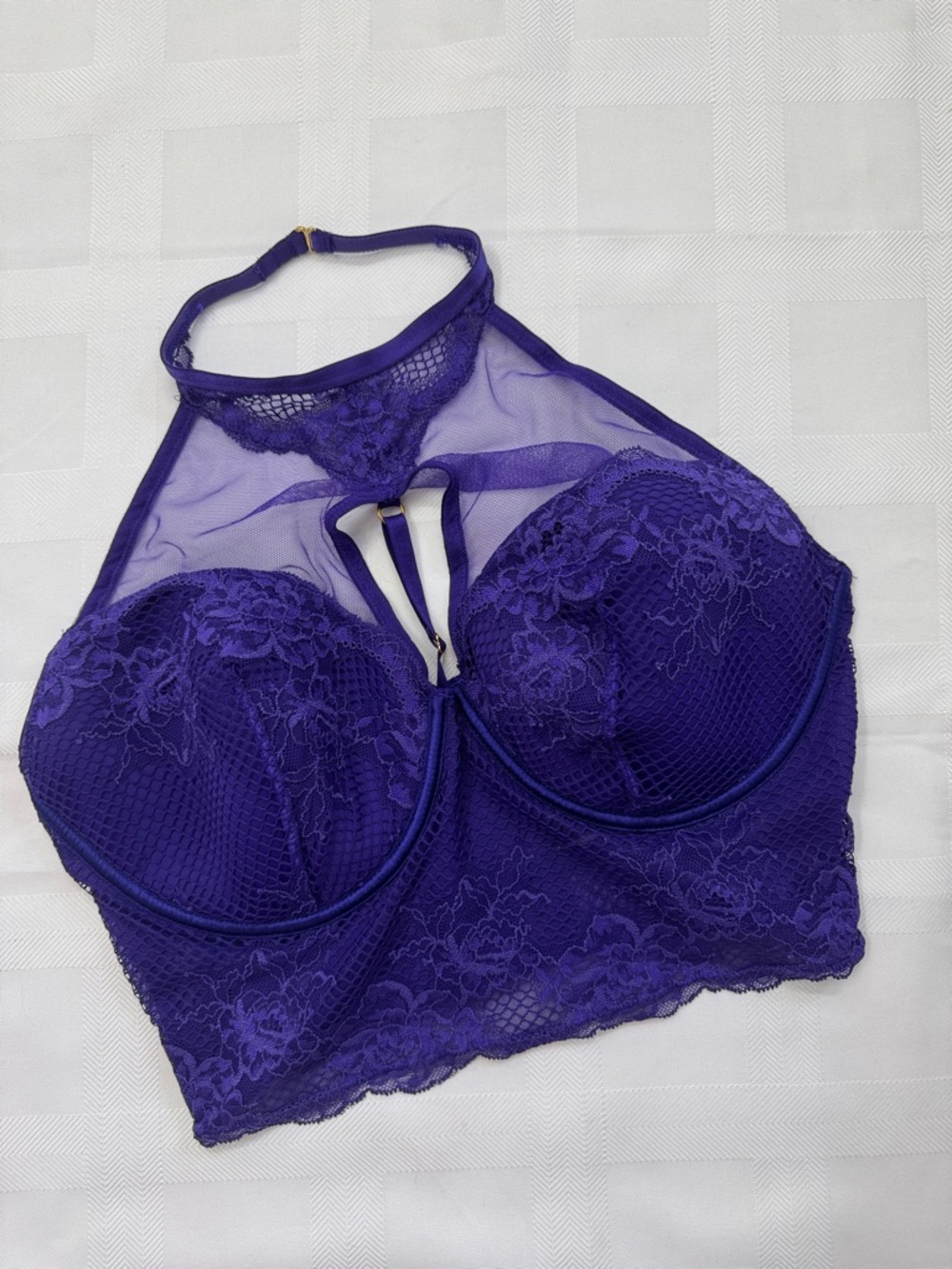 NWT Victoria's Secret Bright Purple Lace High-Neck Bralette